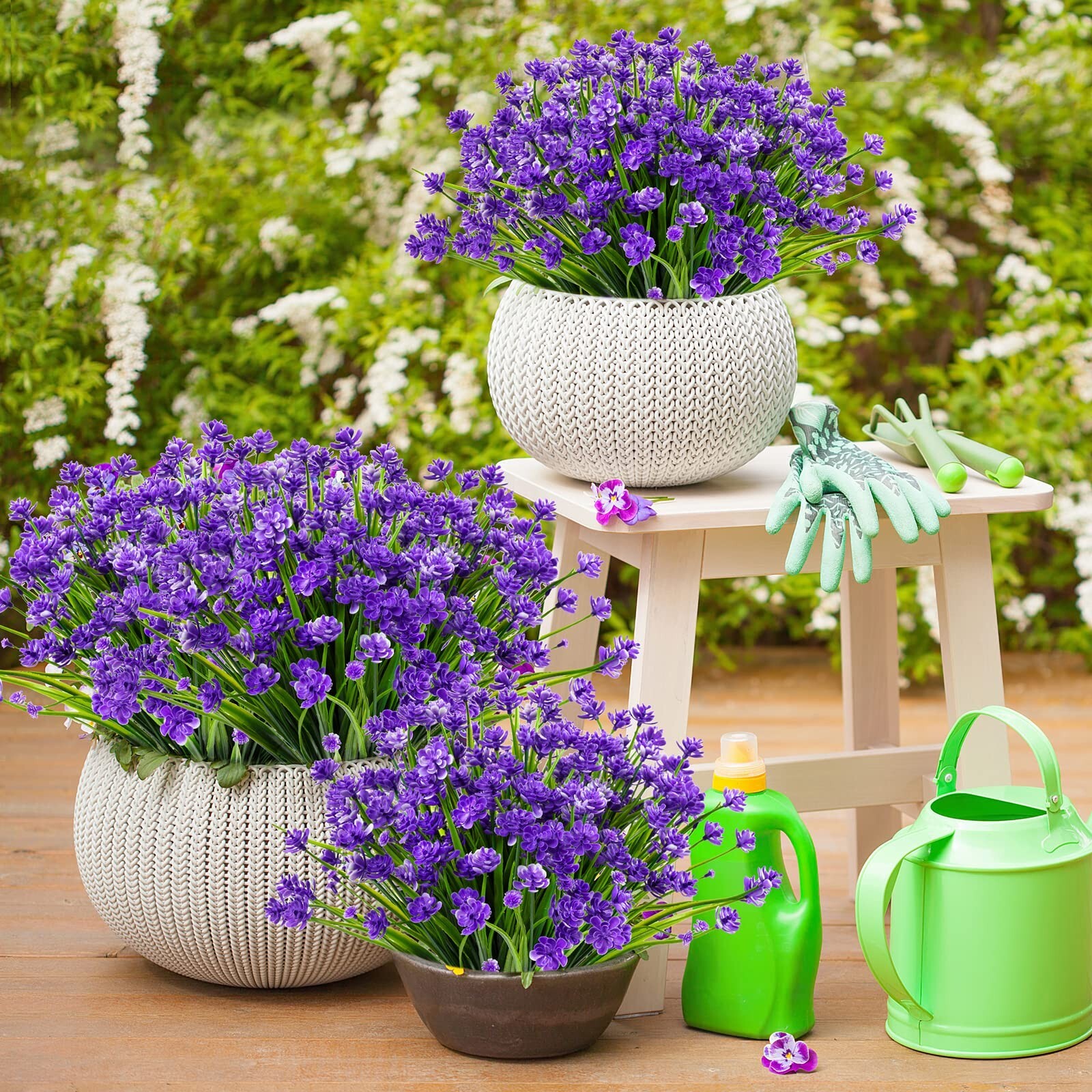 AmyHomie 20 Bundles Artificial Flowers Outdoor UV Resistant Faux Flowers No F…