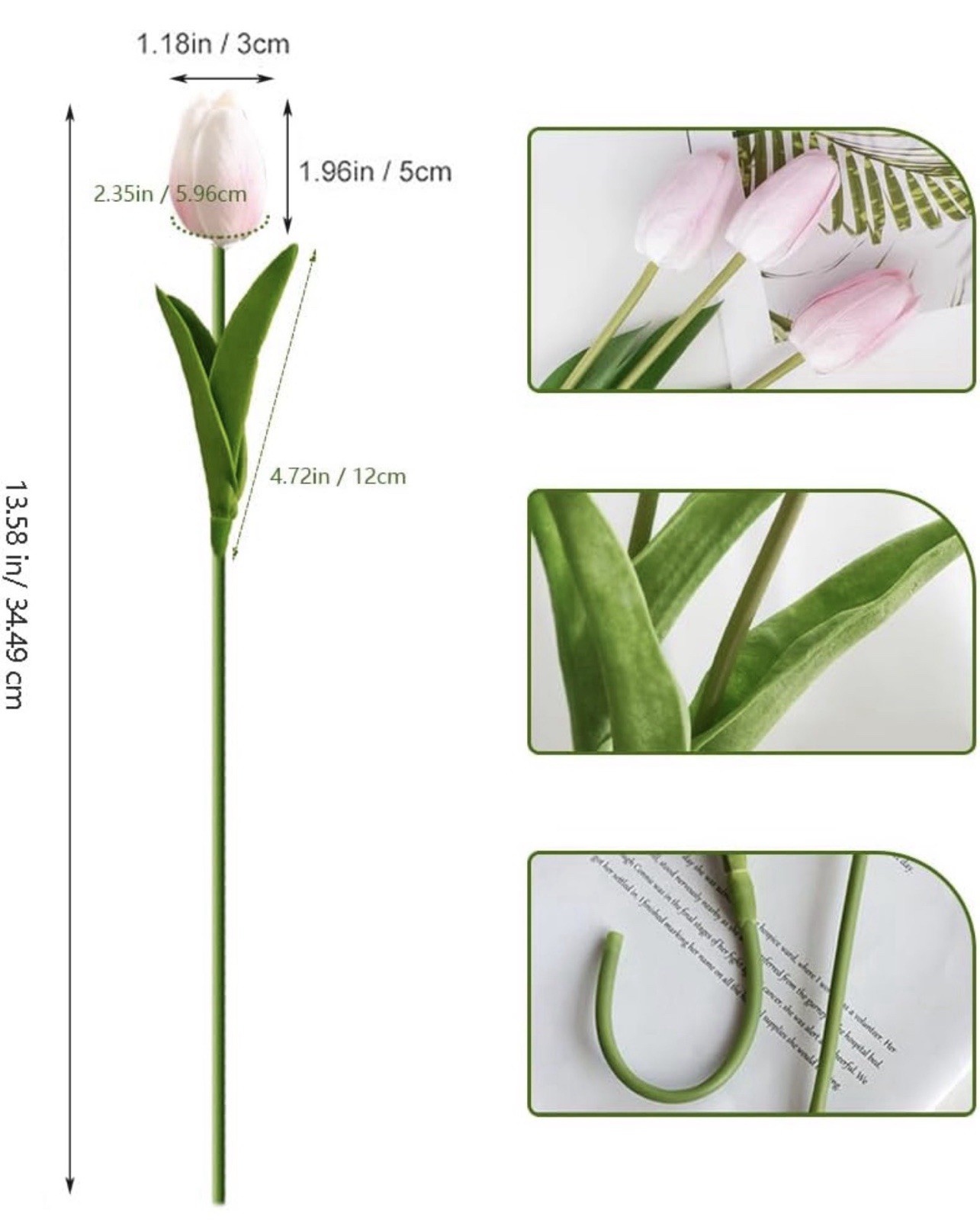 20pcs Pink Faux Tulips Flowers Fake Flowers Bouquets 13.5″ Mother’s Day