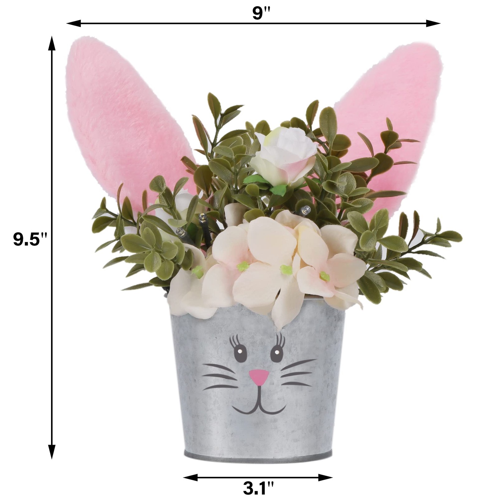 Easter Table Decorations Artificial Flower With Bunny Ear Lighted 2 PCS