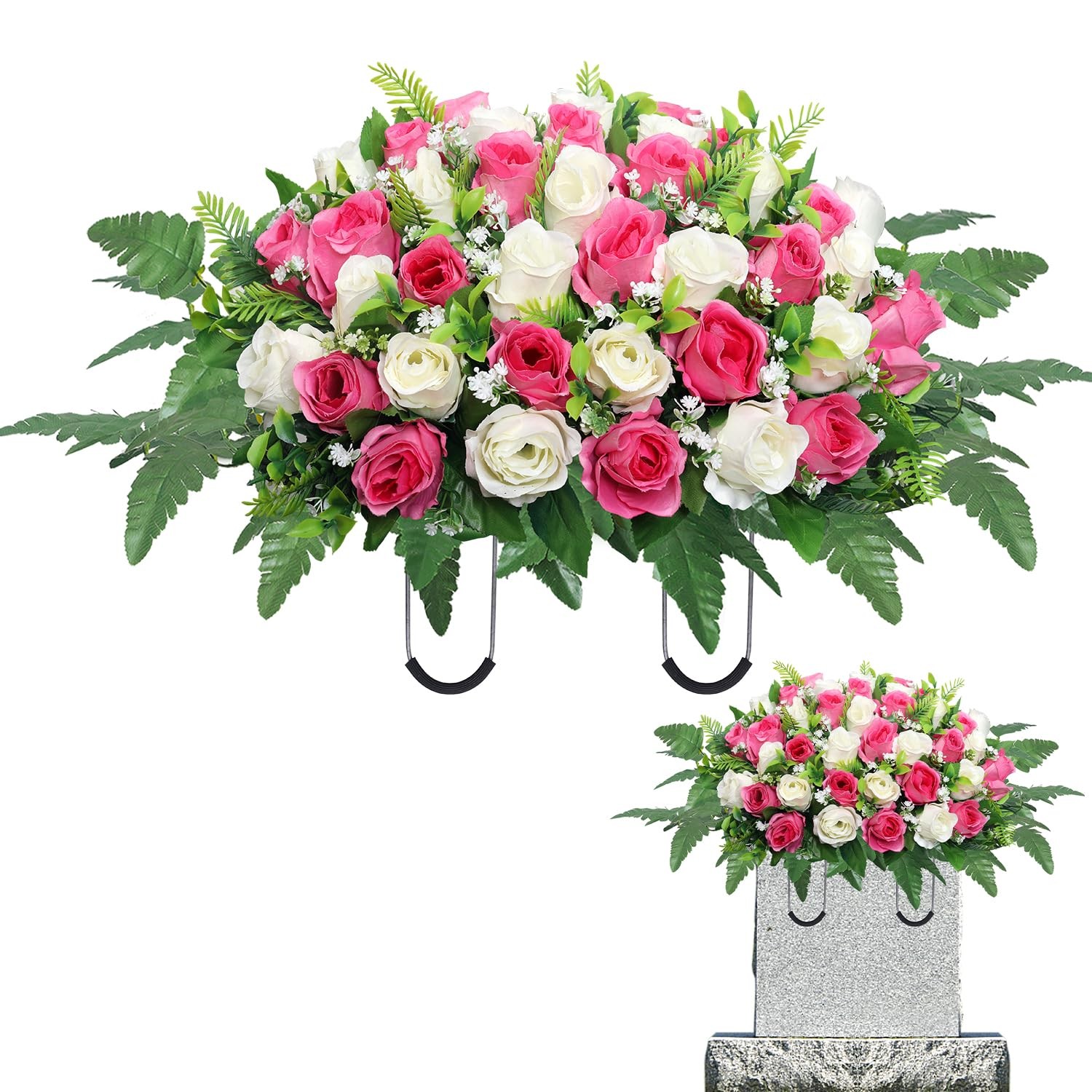 Artificial Cemetery Flowers Saddle,Cemetery Grave Decoration Headstone Flower…