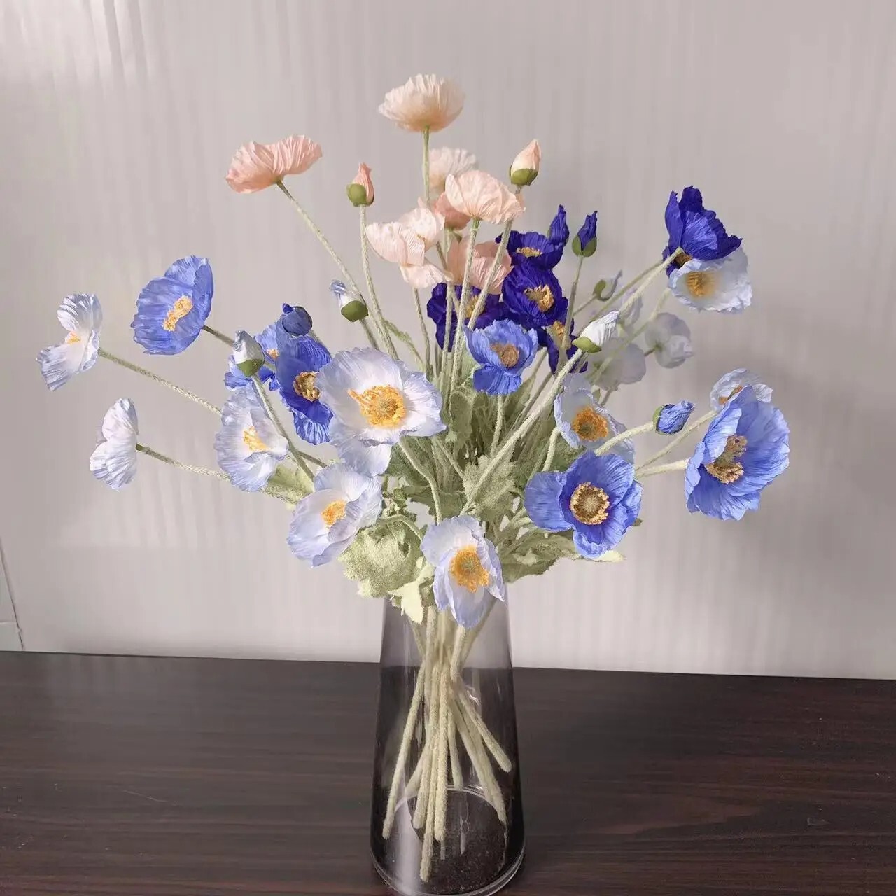 Artificial fake poppy flowers Silk Long Stem Housewarming Bridal Boquet Decor