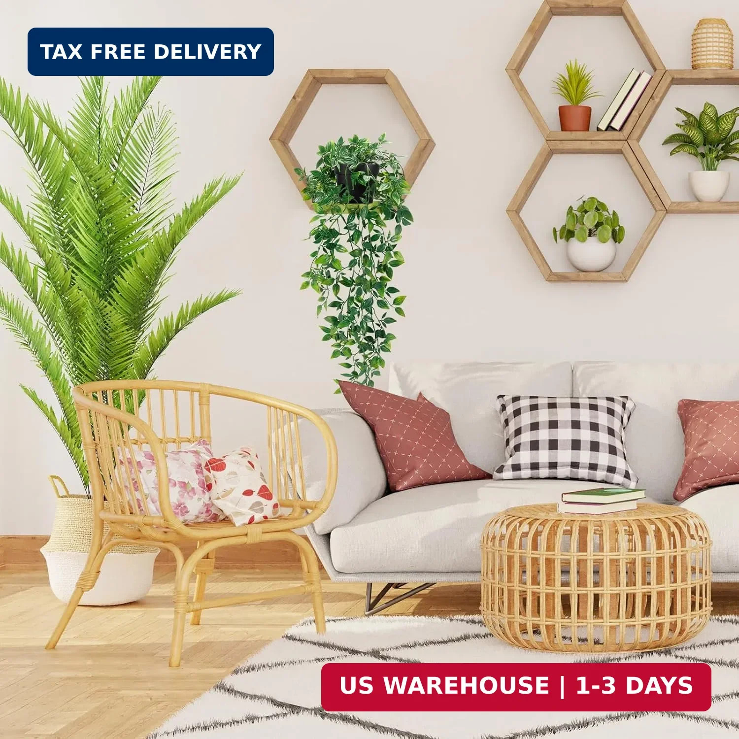 Fake Hanging Plants, Artificial Small Potted Plants for Indoor Outdoor Aesthetic