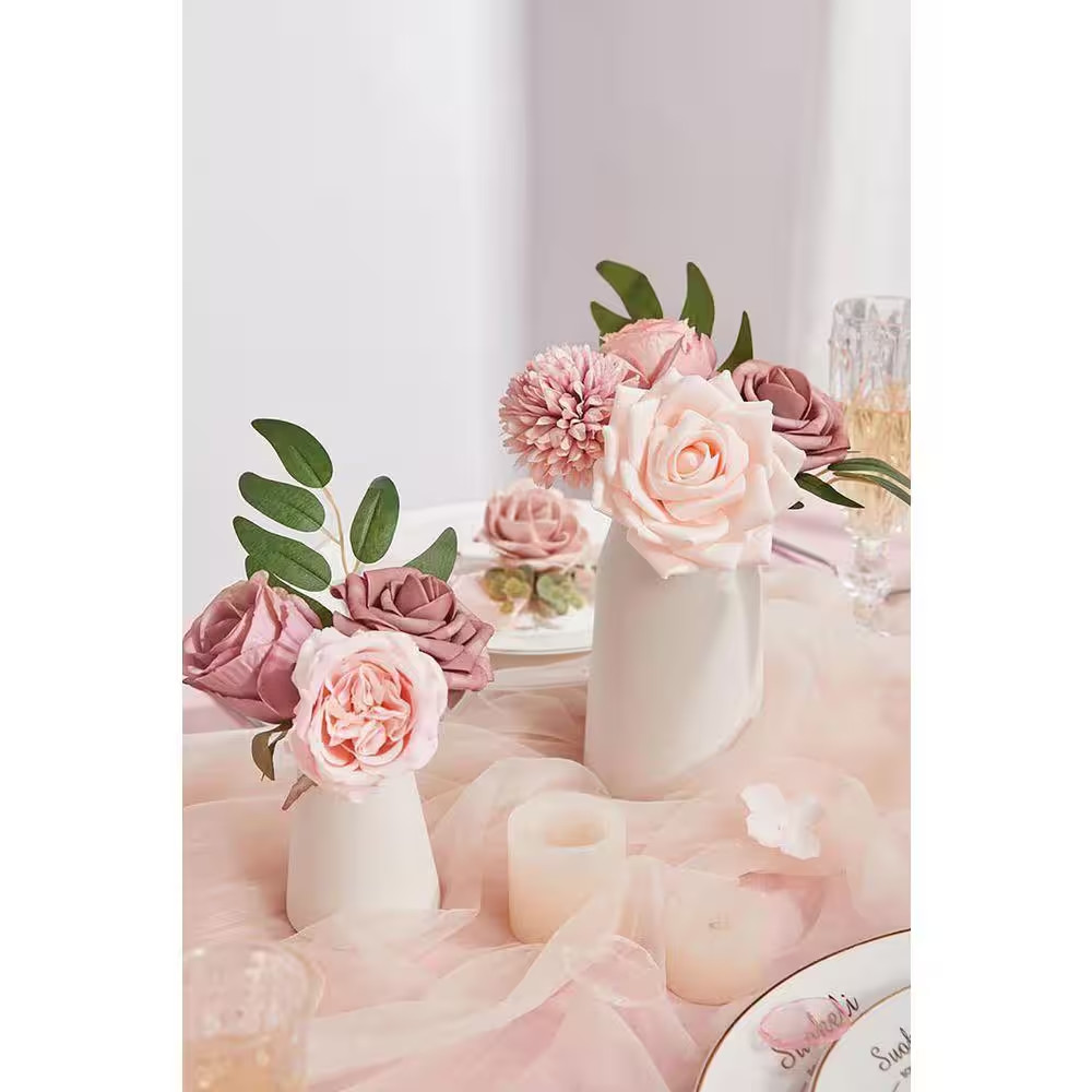 2 In. Dusty Pink Silk Artificial Flowers for DIY Wedding Bouquets Table Centerpi