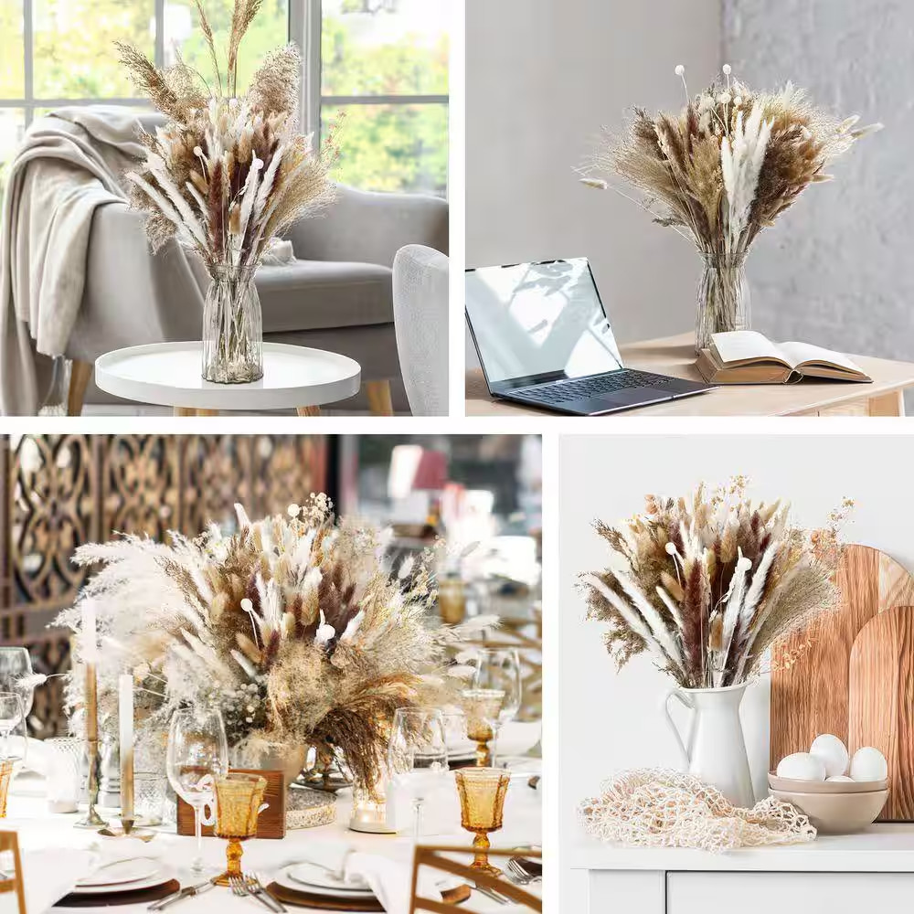 17 in Dried Pampas Grass Decor Bulk, White Pampas Reed Grass Fluffy Pampas Grass