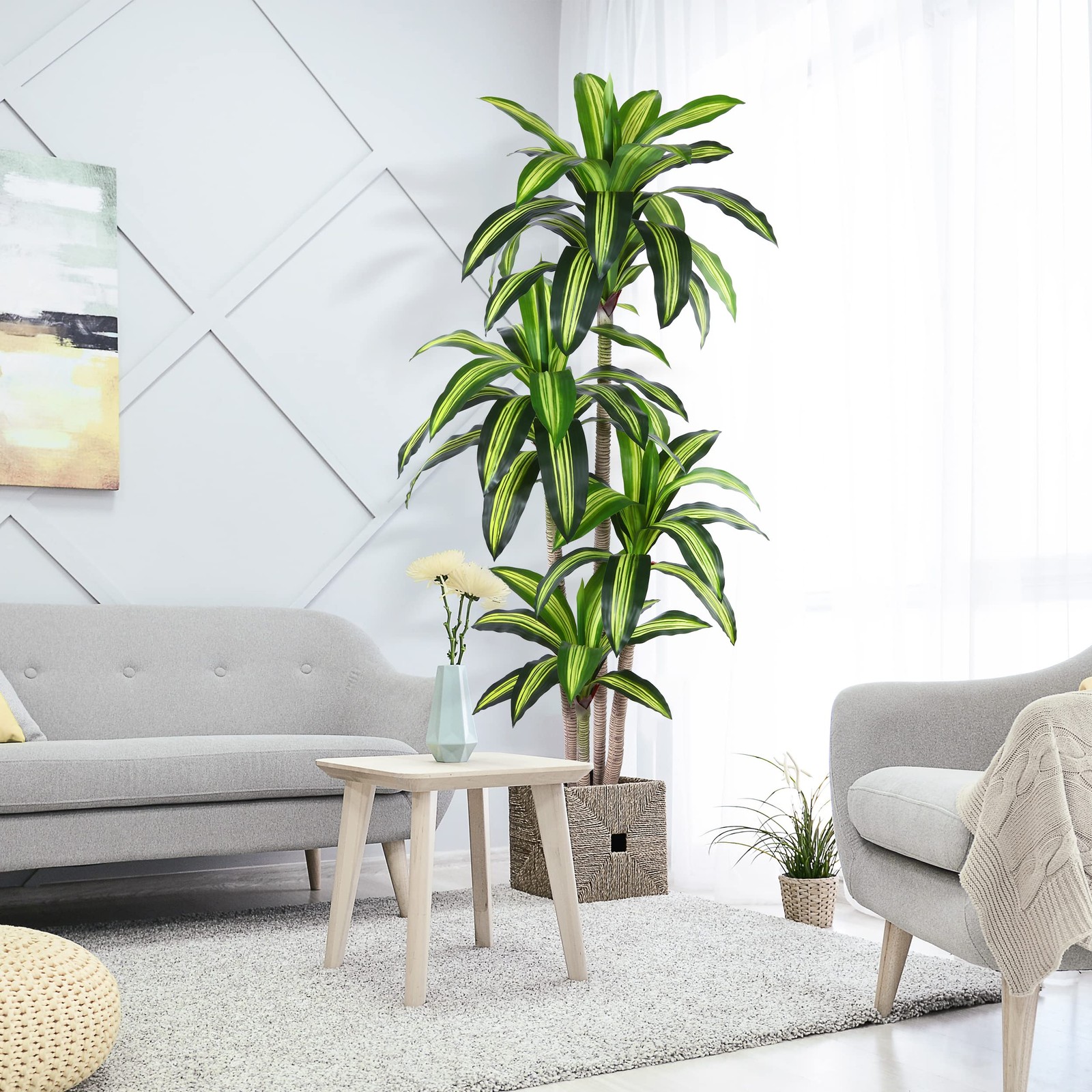 Ferrgoal Artificial Plants, 6 Ft Dracaena Tree Faux Plants Indoor 6ft, Green