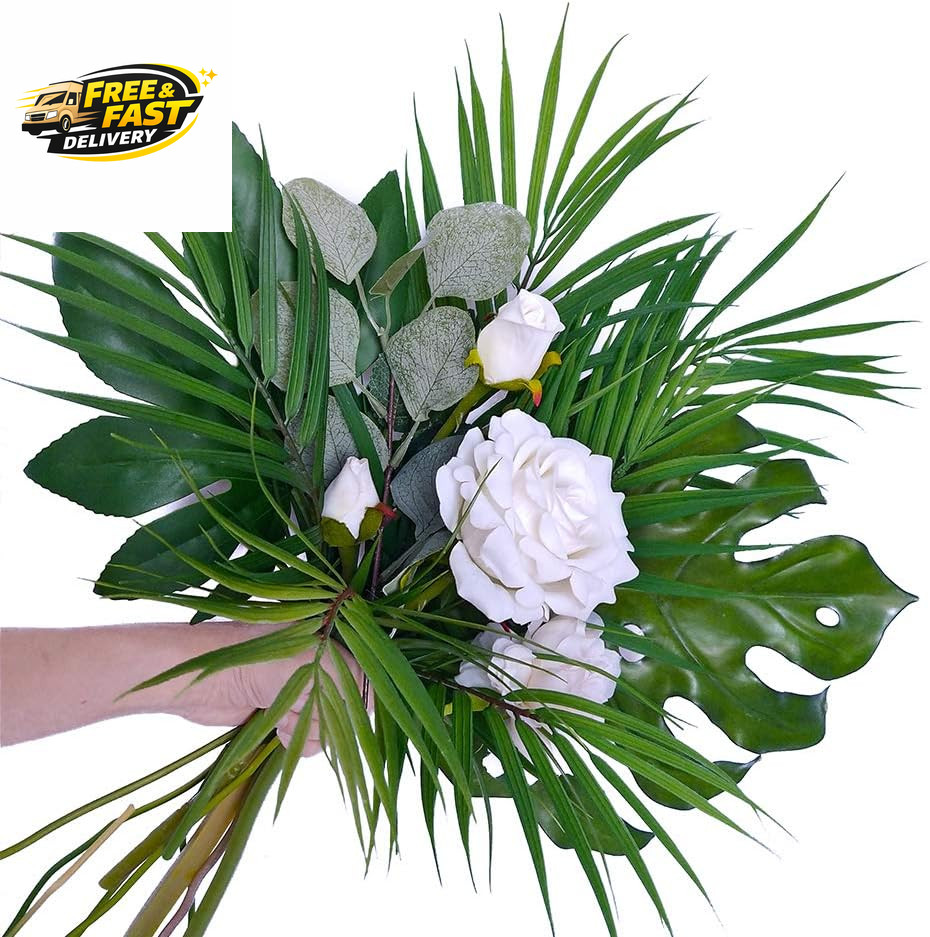 Artificial Areca Palm Leaves, 8 Pcs Faux Tropical Palm Tree Leaves