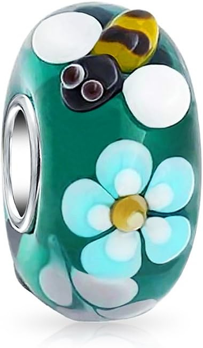 Mixed Garden Insect Ladybug Butterfly Bumble Bee Flower Lamp Work Murano Glass .