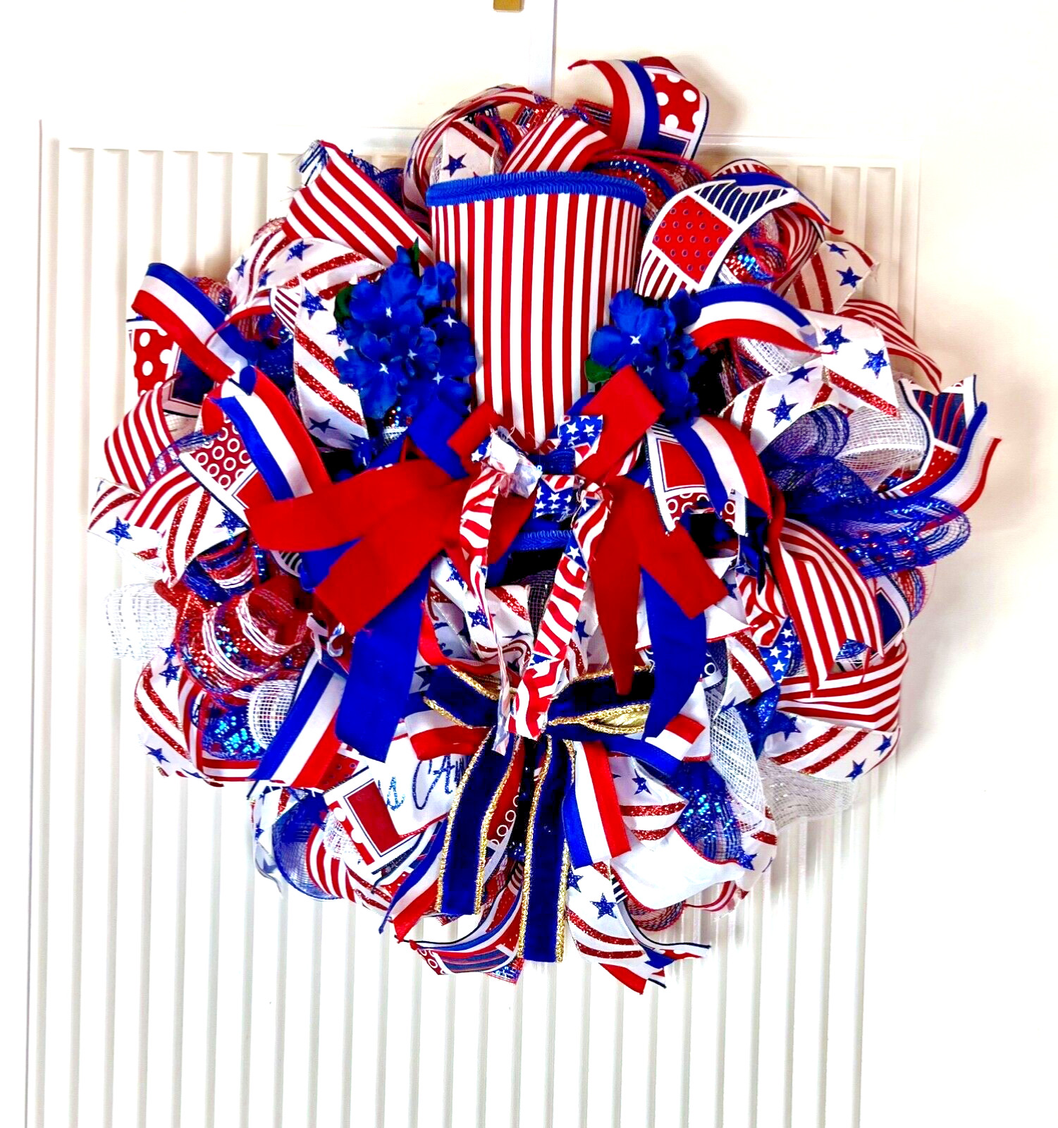 Patriotic Wreath Flag 4th of July Wreath Red White-Blue USA Wreath Uncle Sam