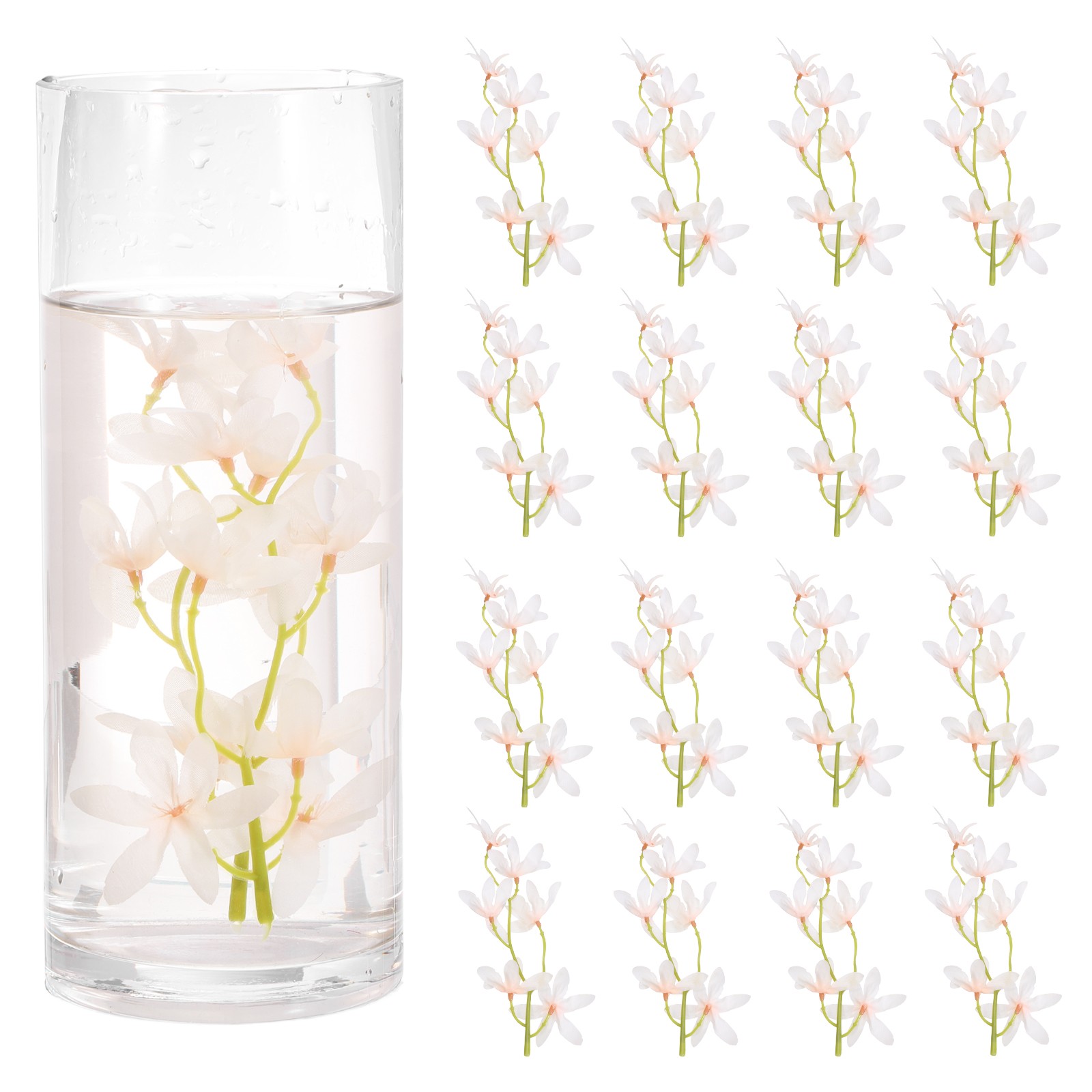 24 Pcs Floating Flowers for Centerpieces Artificial Orchid Champagne Gold