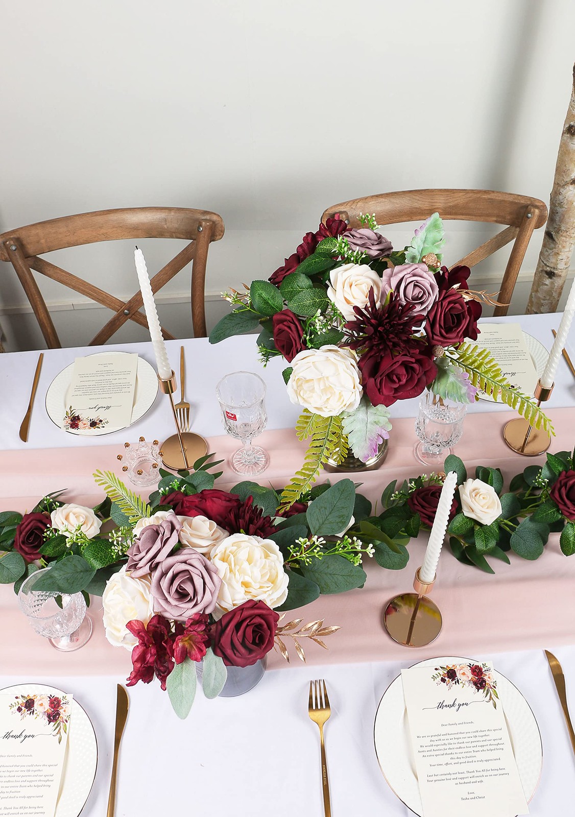 Burgundy Artificial Flowers Wedding Combo DIY Bouquets Centerpieces Dusty Rose