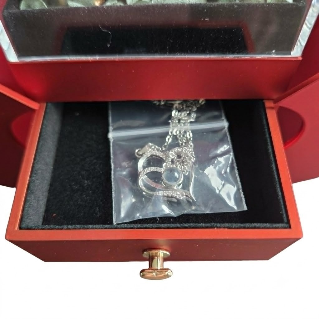 New Forever Eternal Preserved Roses Anniversary Proposal Gifts w/ Necklace