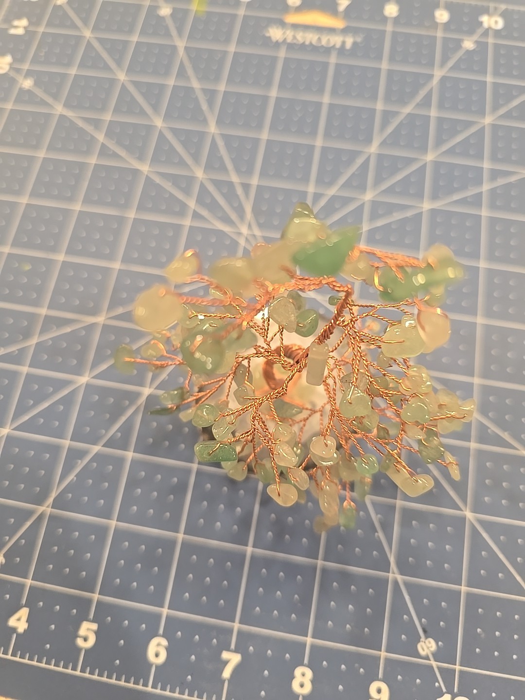 Crystal Tree Healing Natural Green Gemstone Stone Base Copper Wire Handmade