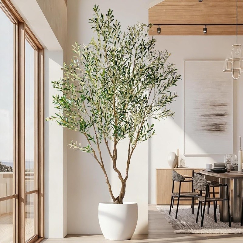 Realistic Faux Olive Tree Indoor W/ Weighted Pot Long Lasting Durable Decoration