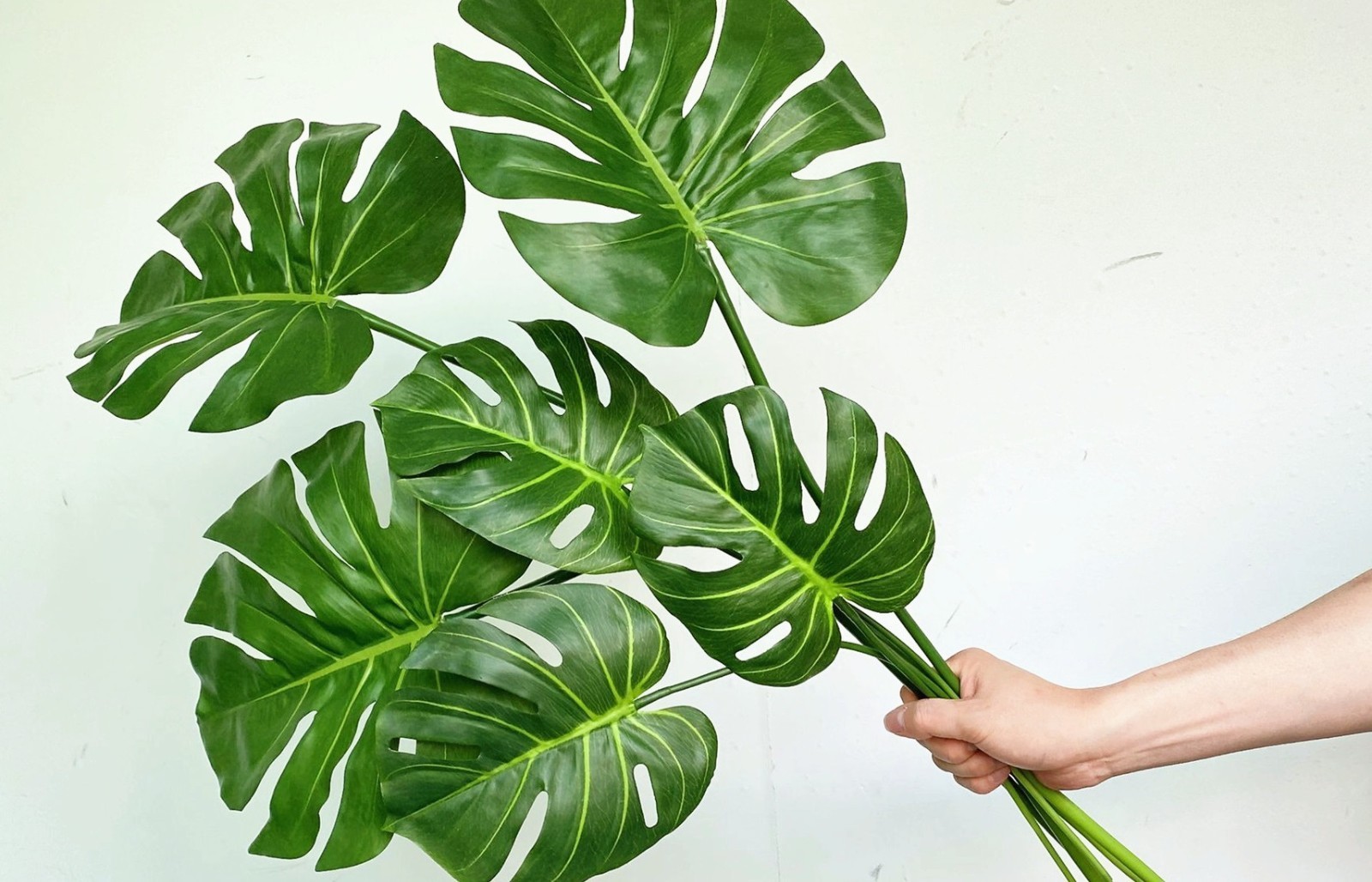 “Realistic Artificial Monstera Leaves – Faux Tropical Plant Stems for Home Decor