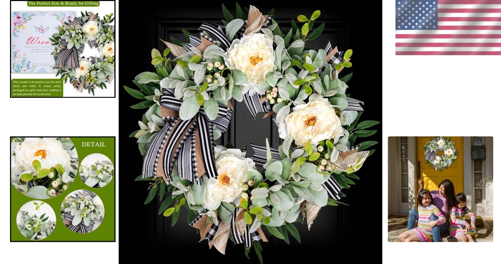 Chic 20” Lamb’s Ear and Peony Wreath – Handmade Farmhouse Style for Every Home