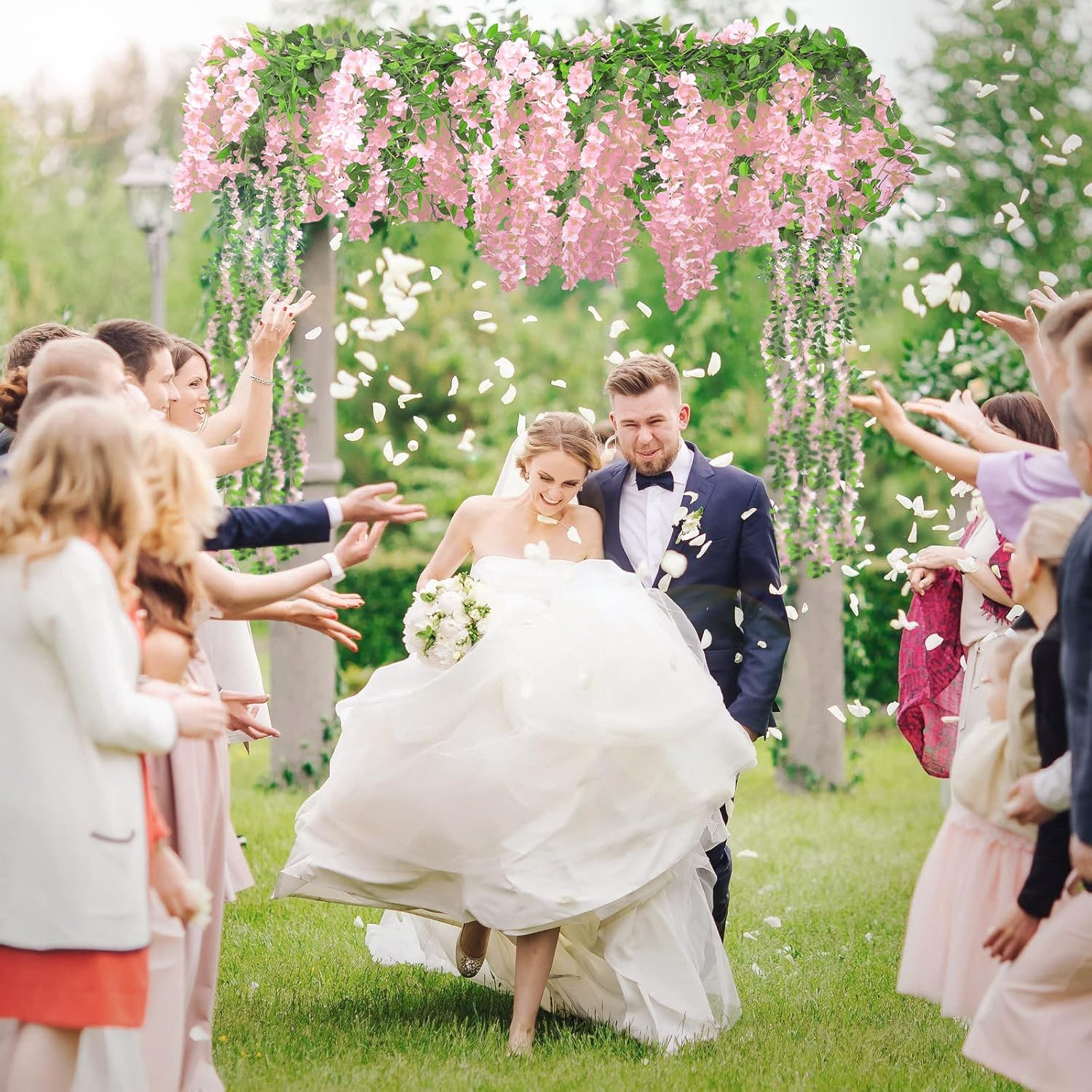 Wisteria Artificial Flowers Garland, 5Pcs Total 36FT Pink Wisteria Hanging Flowe