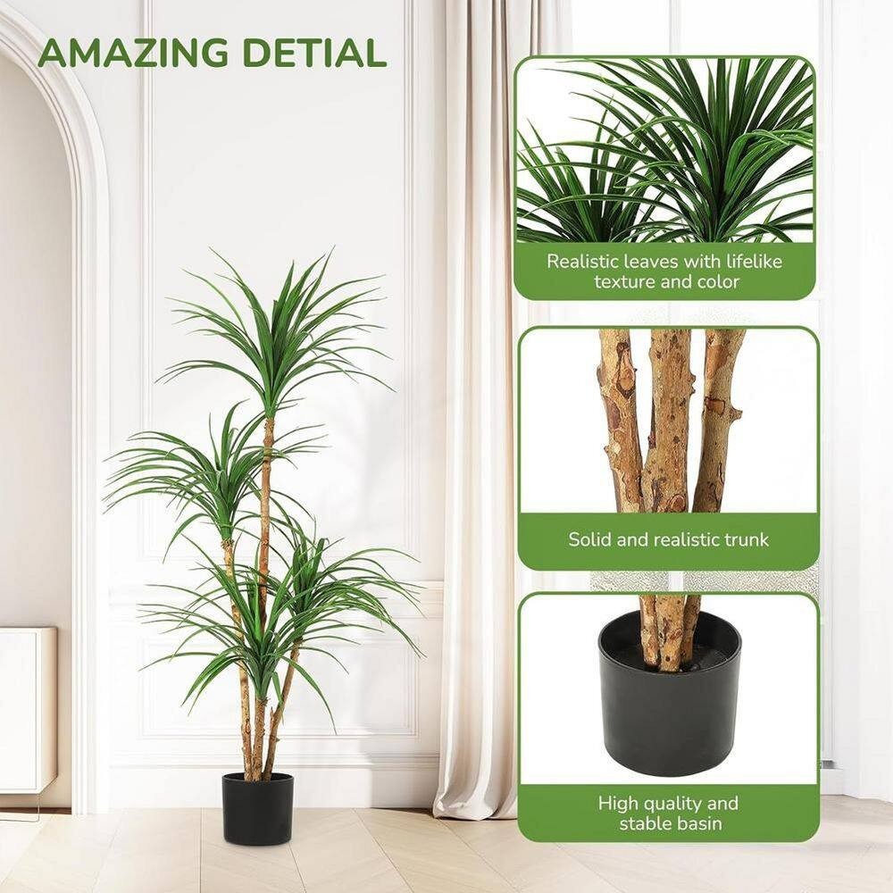 Artificial Dracaena Tree 4 ft. Realistic Fake Adjustable Branches Lifelike Faux
