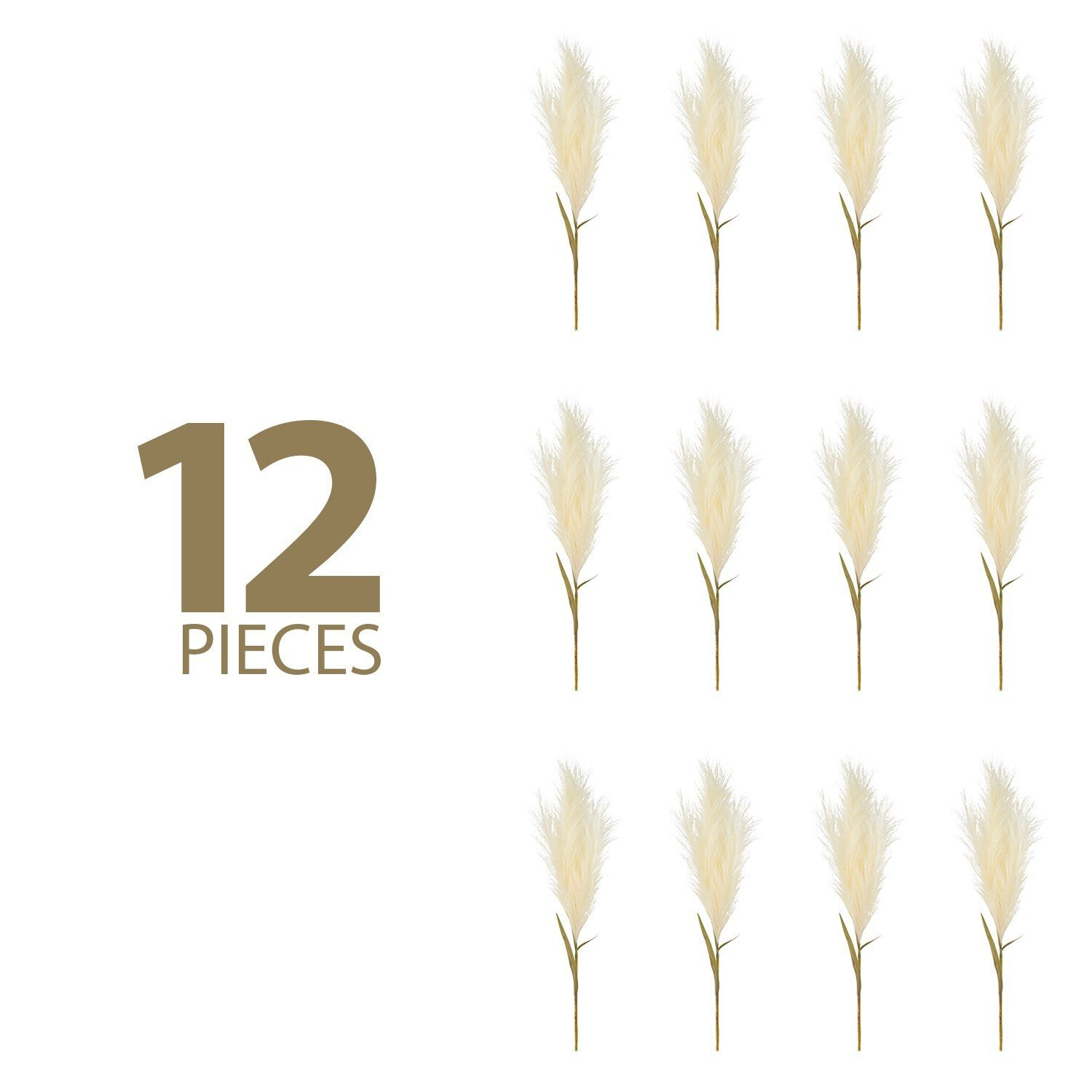 12 Pcs 33” Single Pampas Grass Plume Stem Artificial Pampas Grass Home Decor