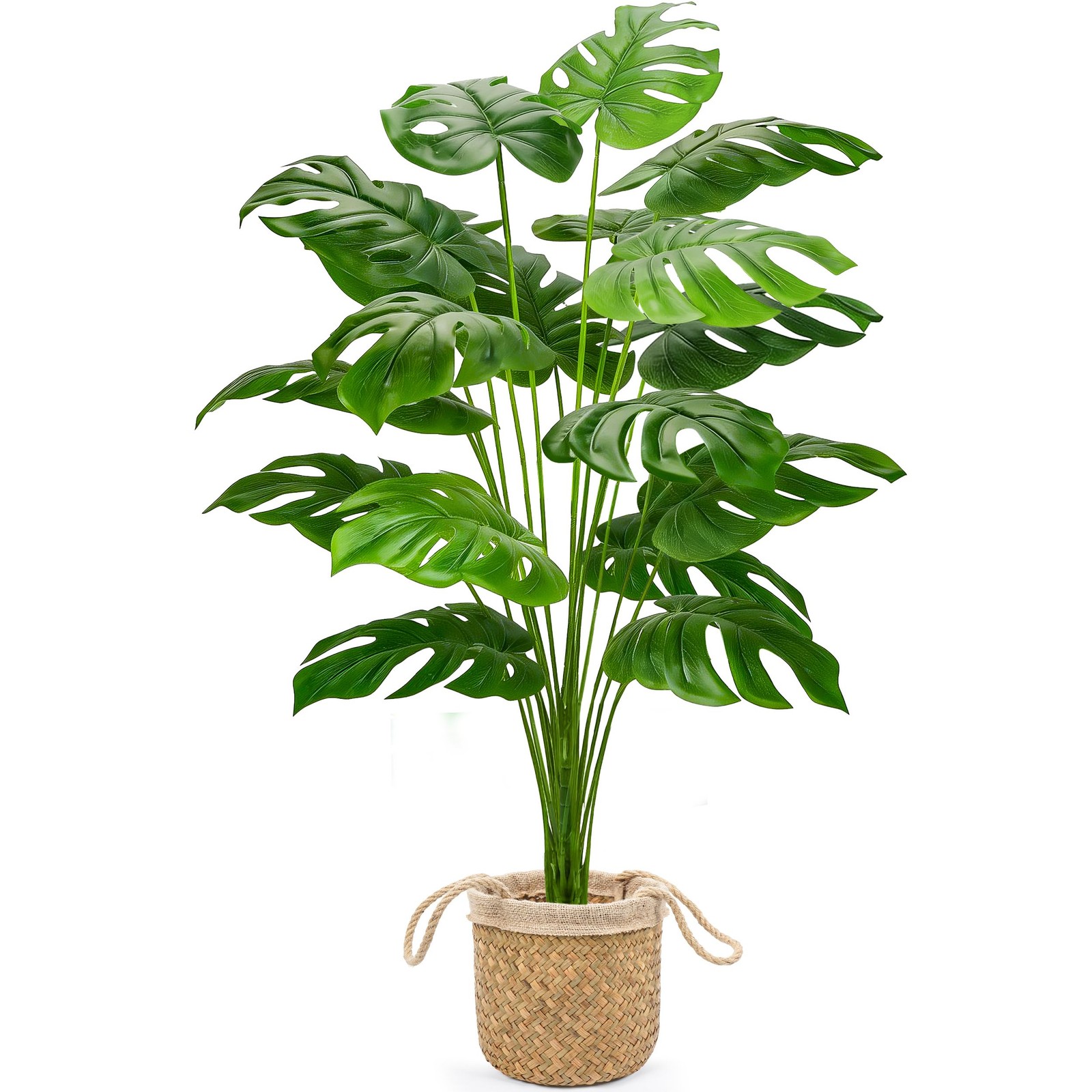 Artificial Monstera Plant with Basket Faux Potted Tree for Home Office Decor