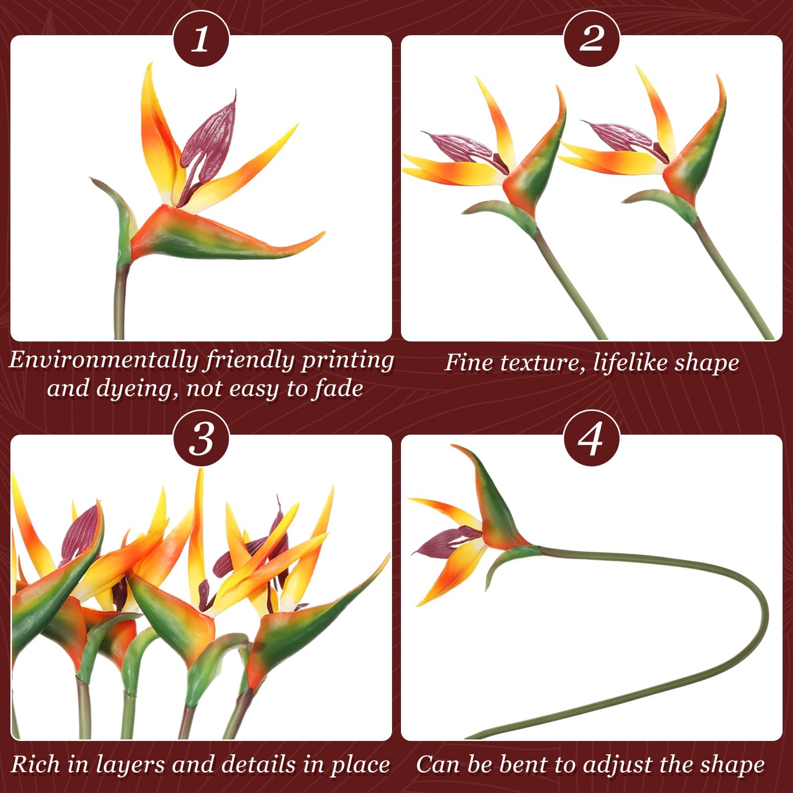 12 PCS 24 Inch Artificial Bird Of Paradise Tropical Fake Flower Bouquet