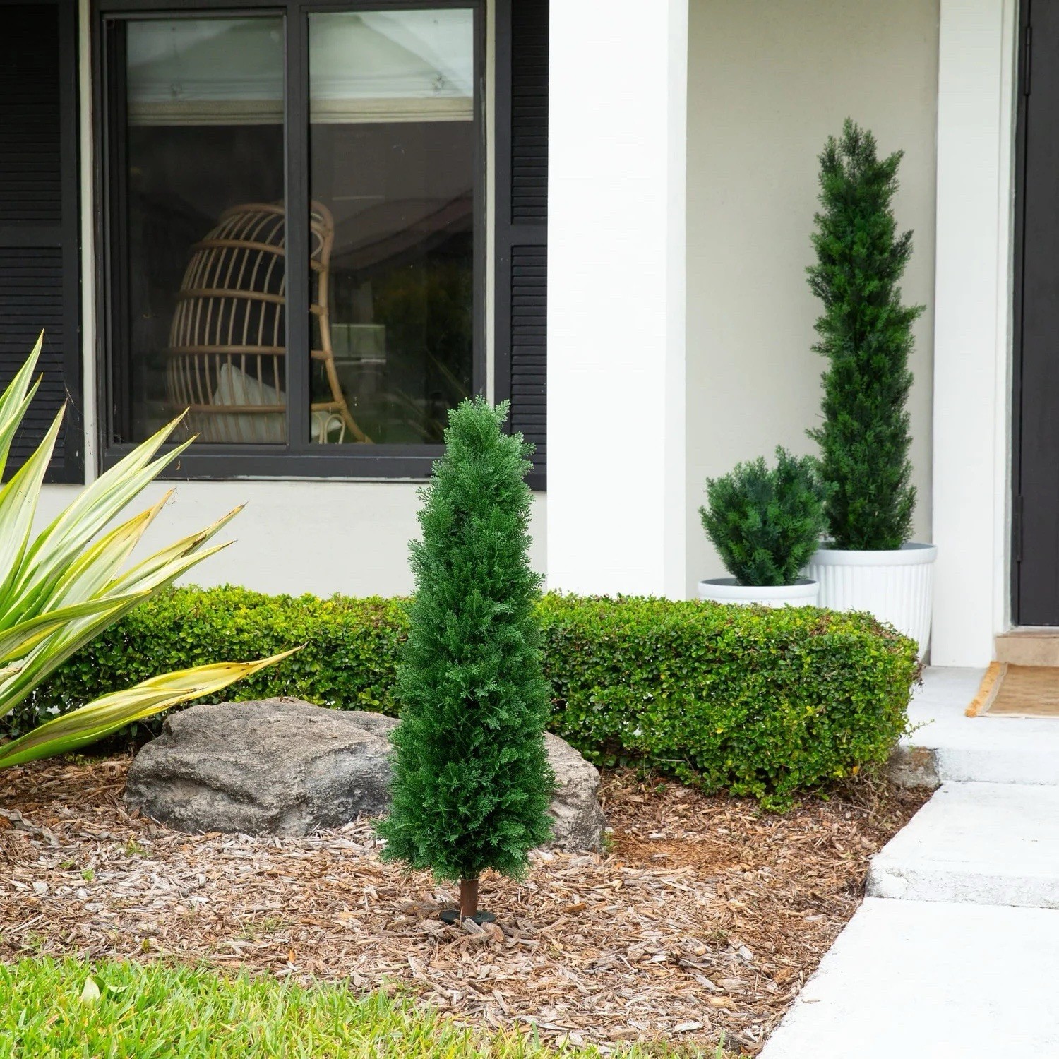 3′ Artificial Cedar Plant with Integrated Ground Stake UV Resistant Set of 2.