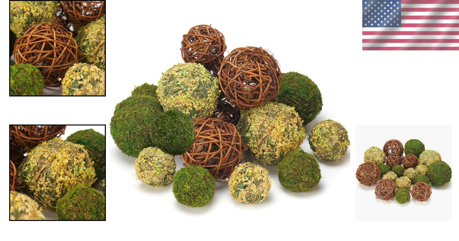 Decorative Balls for Centerpiece Bowls Set 18pcs Faux Moss Rattan Wedding Decor