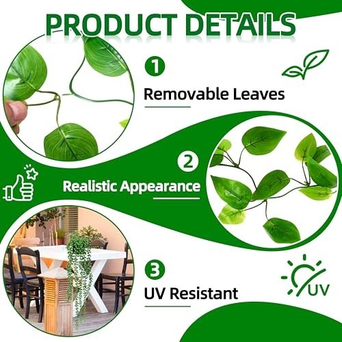 4 Pack Artificial Hanging Plants – Faux Greenery, Mandala Vine, String of Pearls