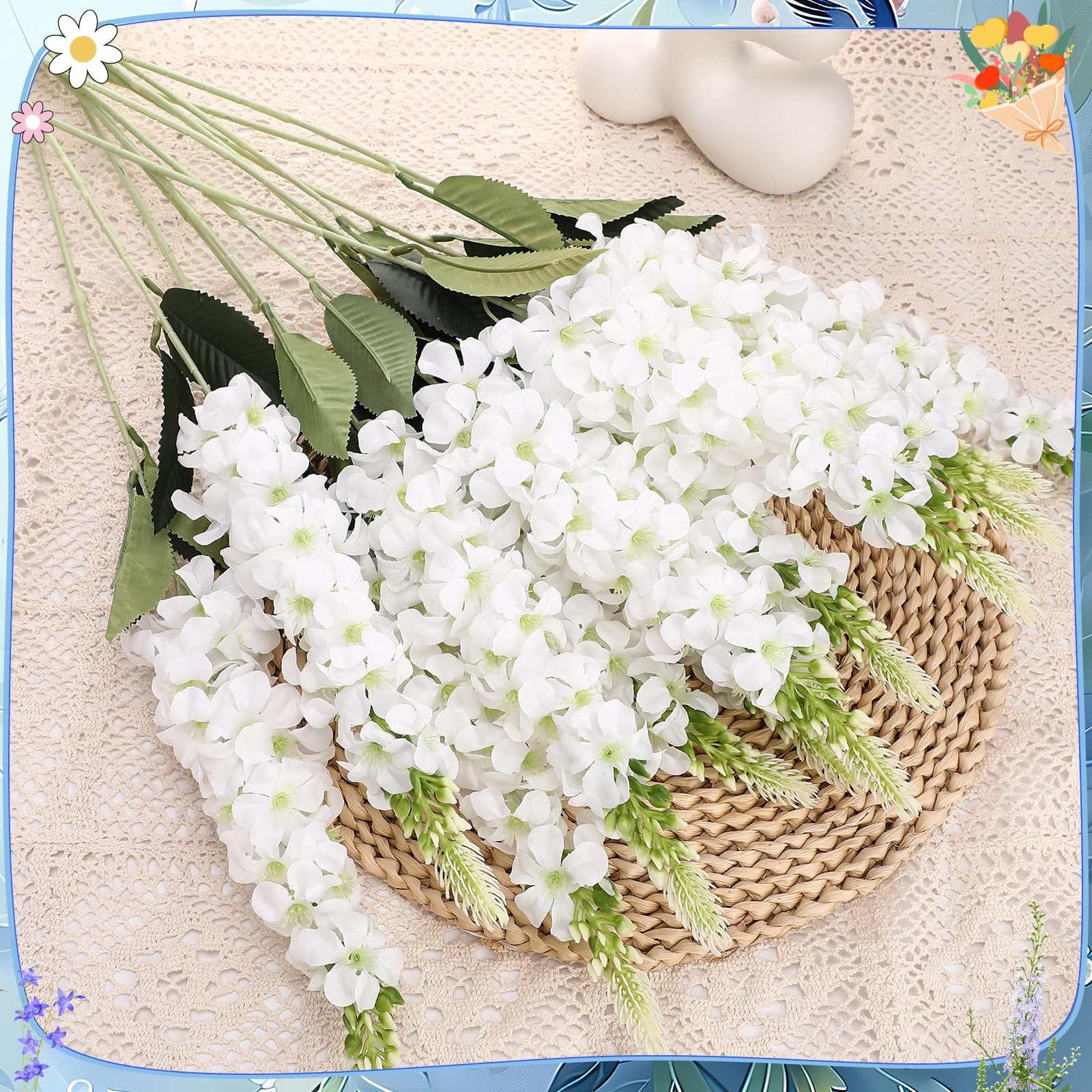 15 Pcs Delphinium Artificial Flowers for Decoration, 27.5 Inch Long Stem Lark…