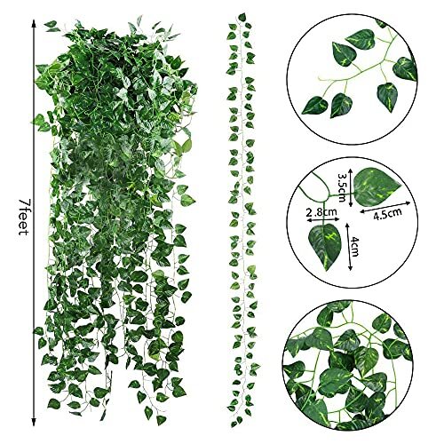 CEWOR 24 Pack 173ft Artificial Ivy Greenery Garland, Fake A-24pcs of Vines