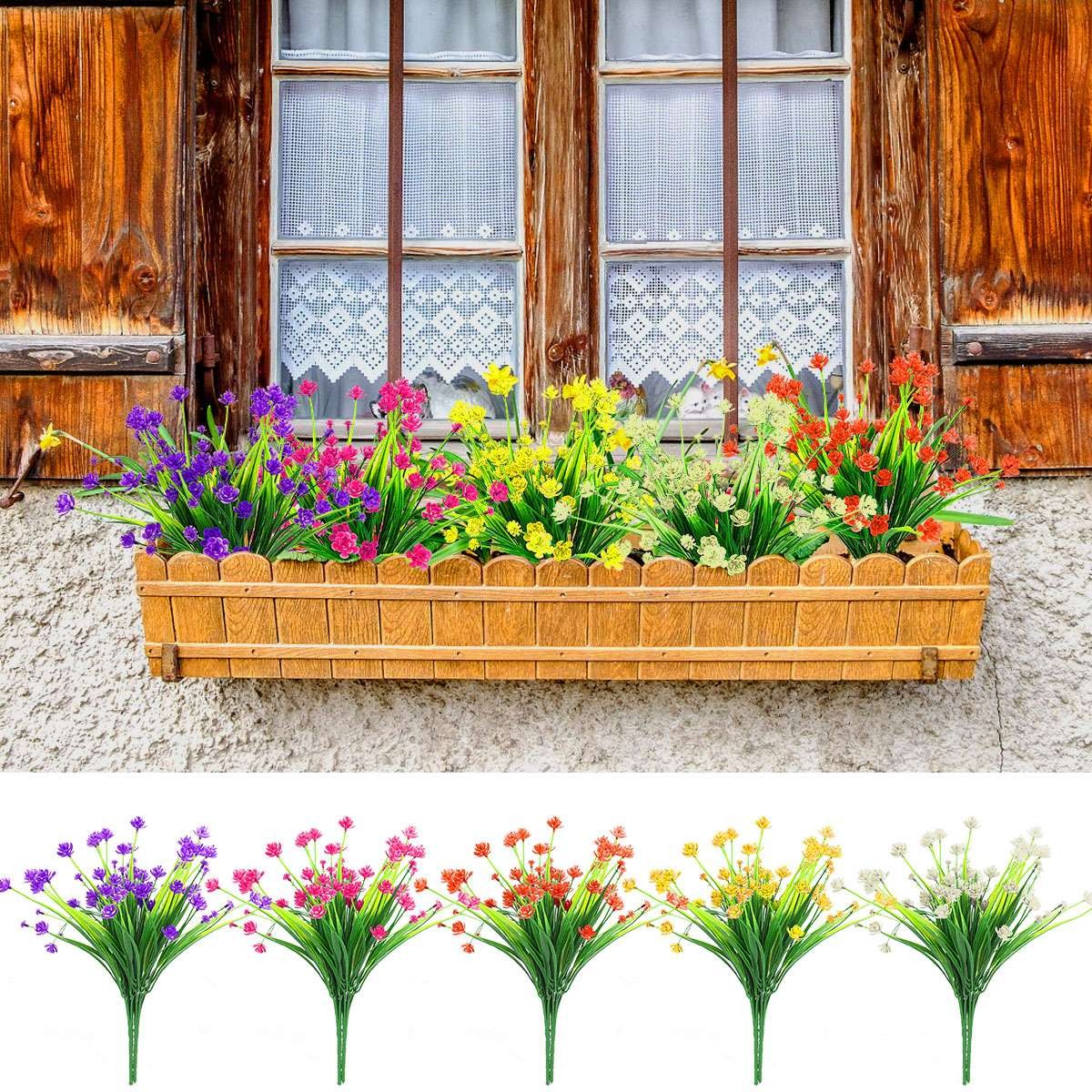2-8 Bundles Artificial Flower UV Resistant Outdoor Outside Outdoor Fake Plant US