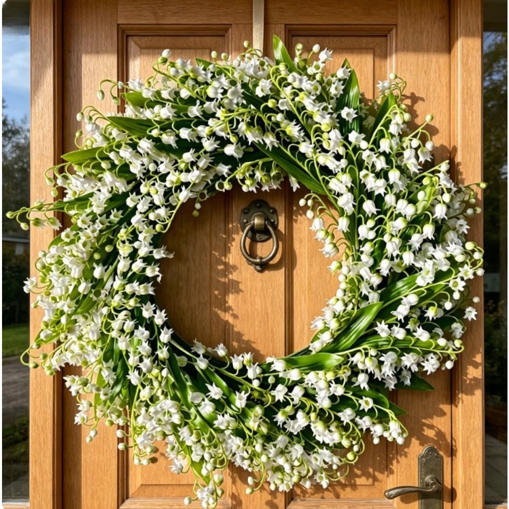 35cm 40cm Handmade Style Lily of the Valley Wreath with Berries Plastic Decor