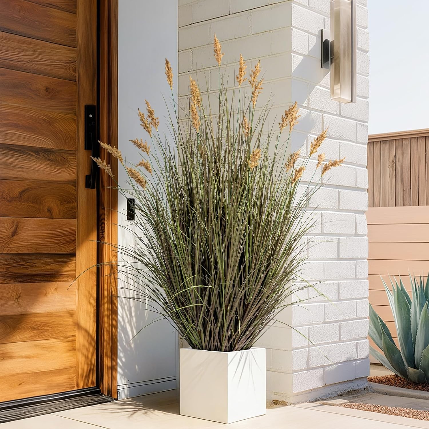2 Pack Lifelike Faux Plastic plantas Synthetic Pampas Grass Indoor Outdoor