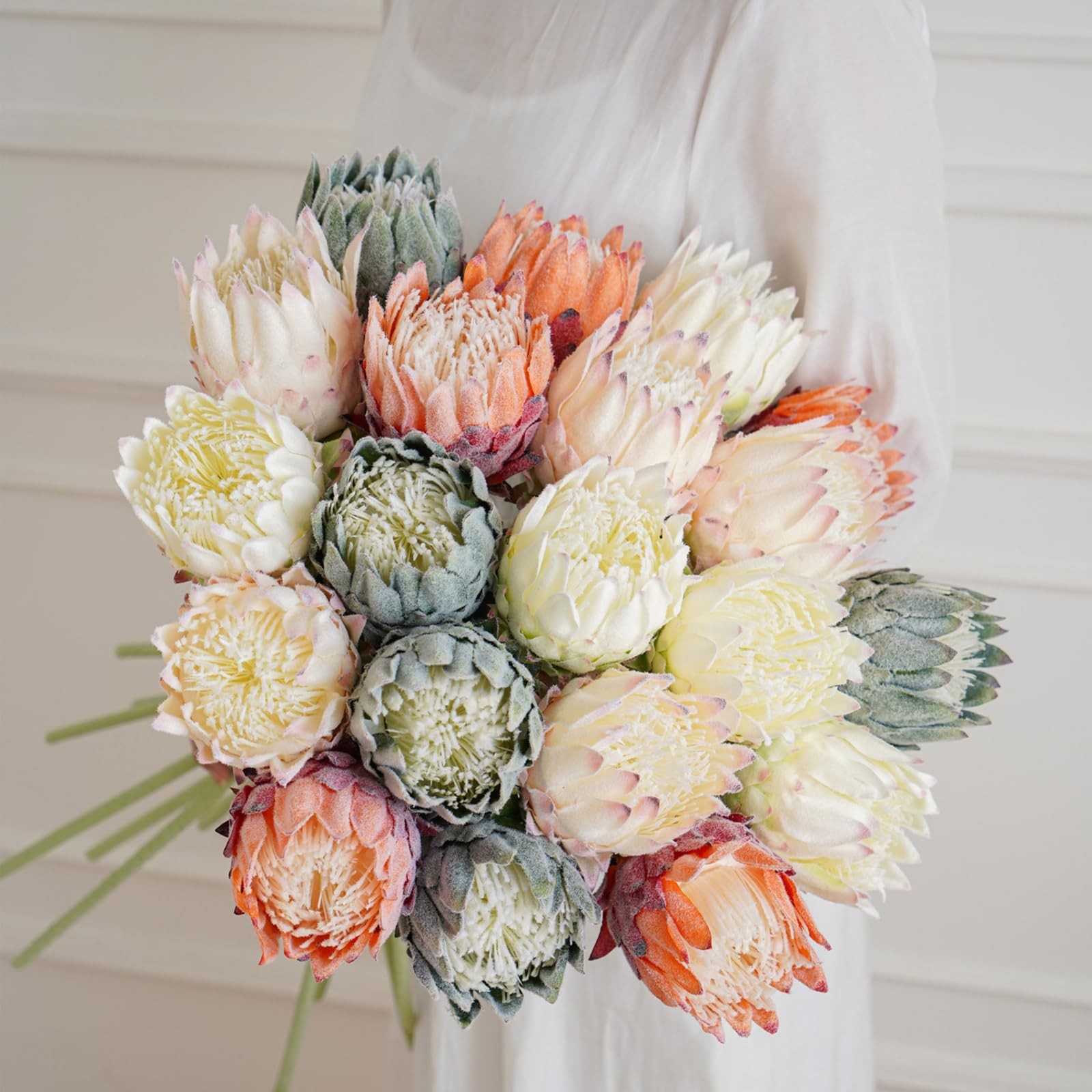 3 PCS Pink2 Artificial King Protea Cynaroides Tropical Flower Bouquet 25 In