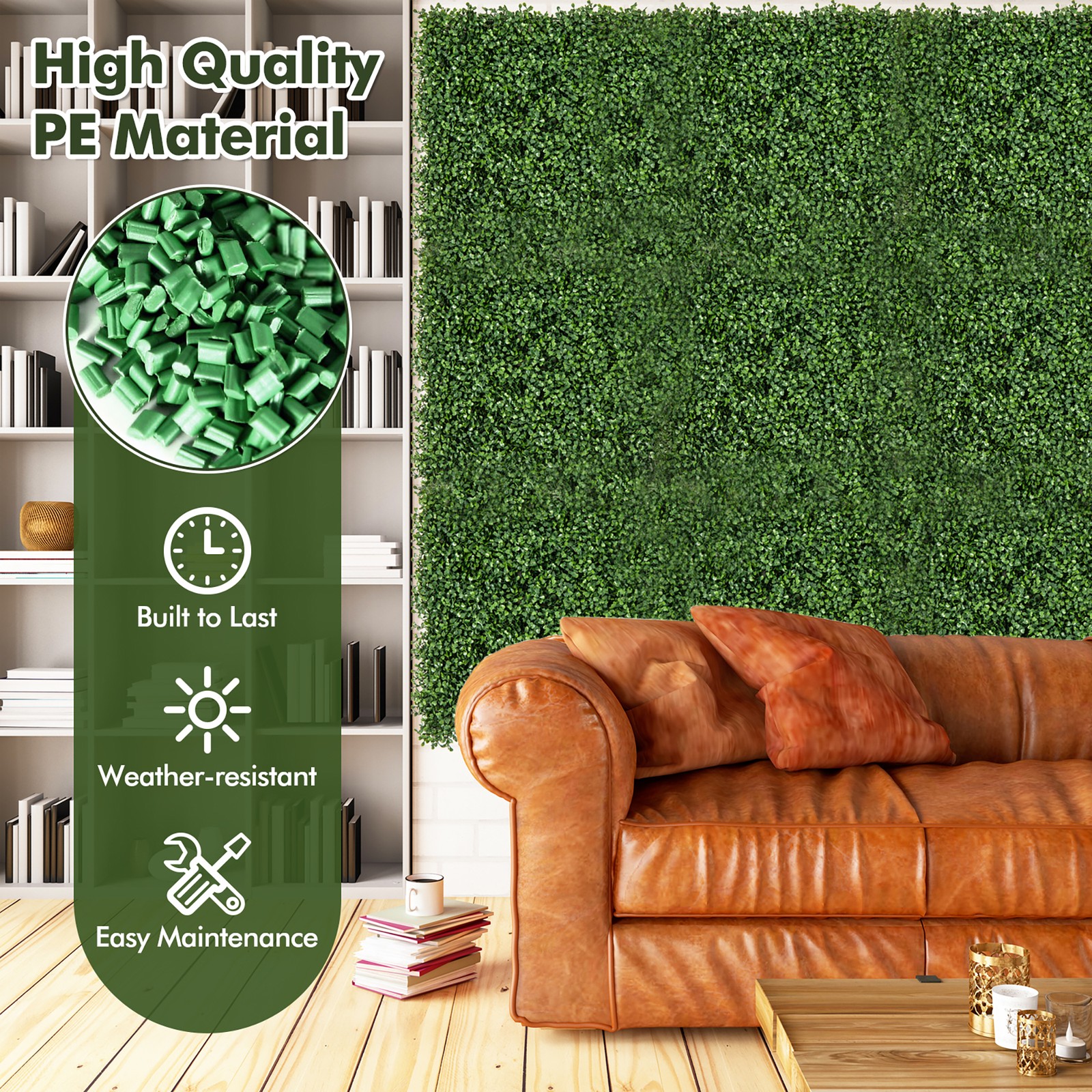 12 Pcs Faux Boxwood Panels w/ Insertable Branches Privacy Hedge Screen 20″ x 20″