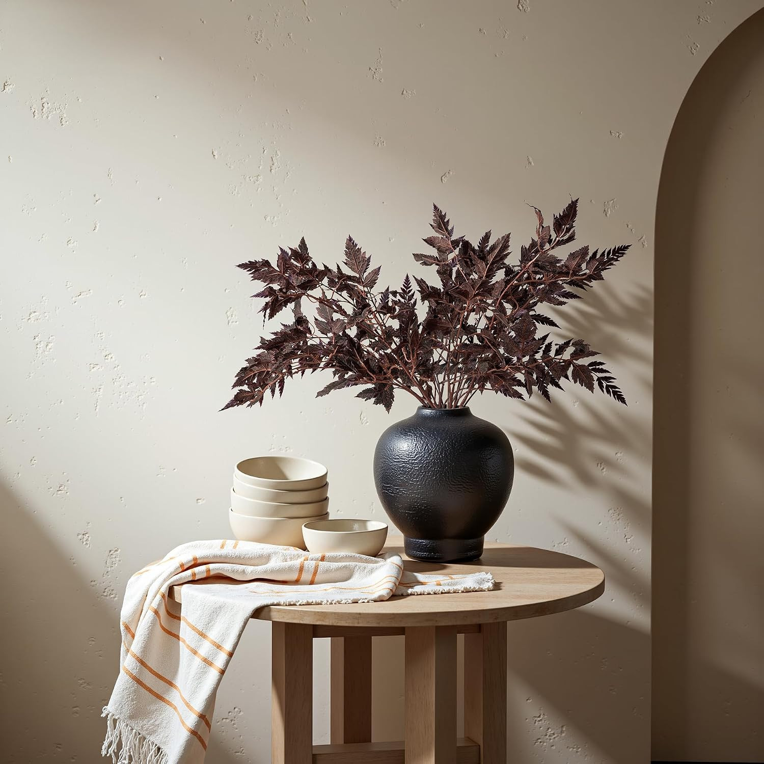 Silk Artificial Cimicifuga Leaves – 4PCS Fall Decor for Home & Weddings
