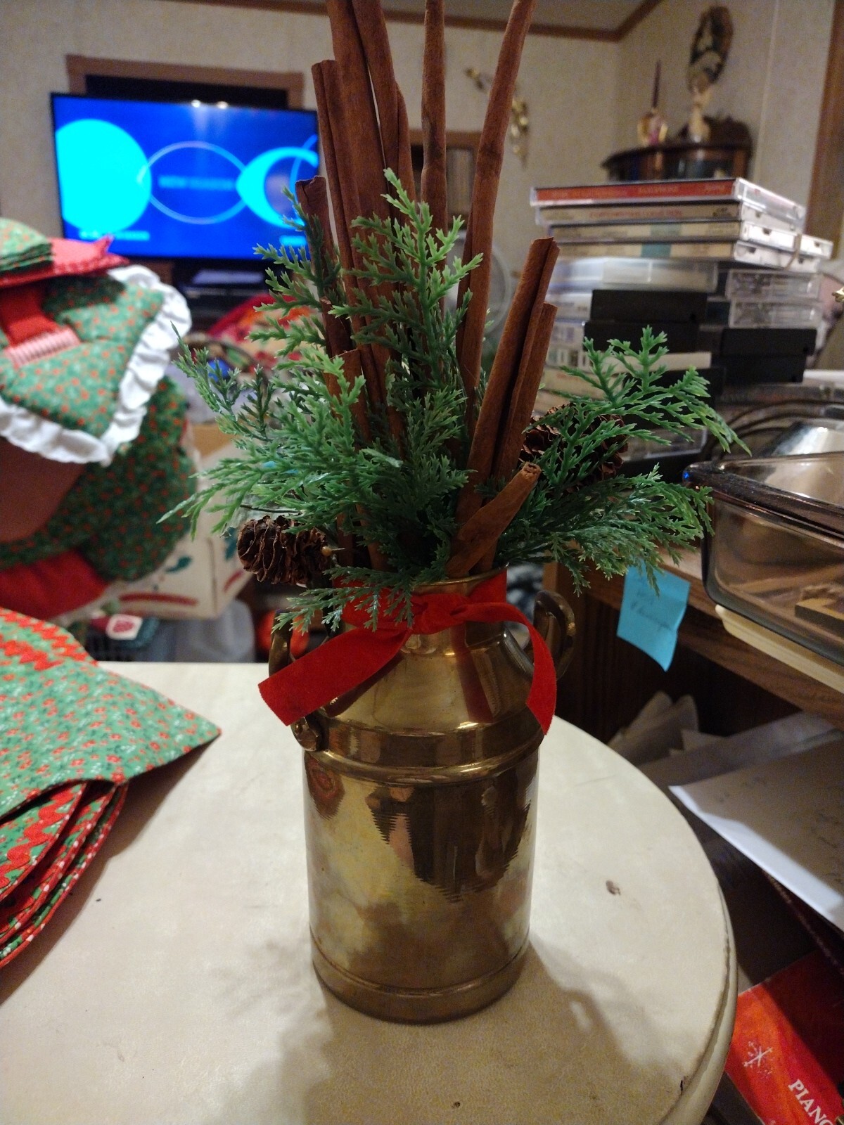 Brass Canister With Cinnamon Sticks Arangement