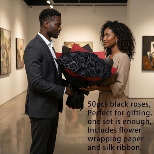 Bulk Black Silk Roses – 4″ Artificial Faux Flowers with Stems for Wedding Decor,