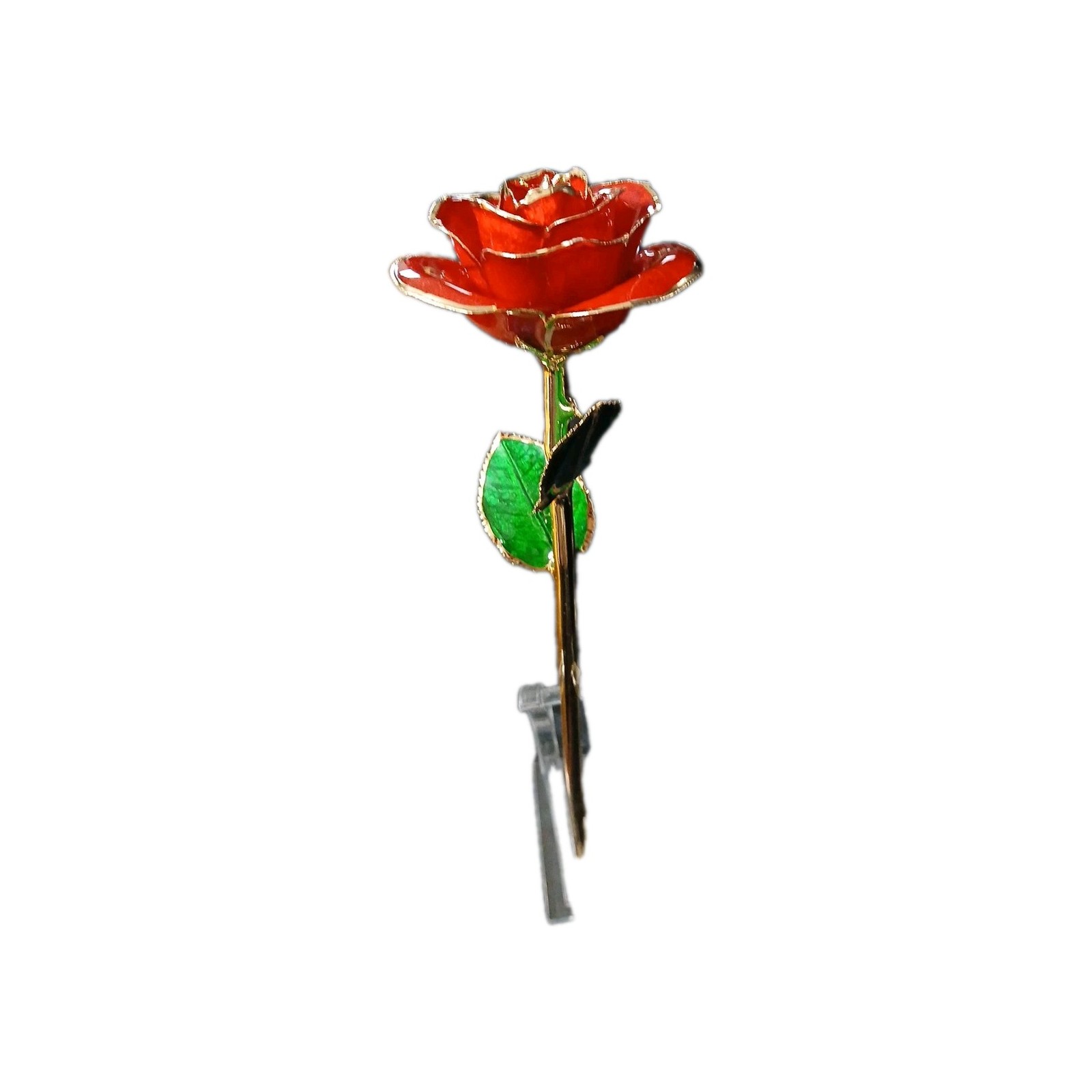 24k Gold Dipped Real Rose With Mantel To Stand Against