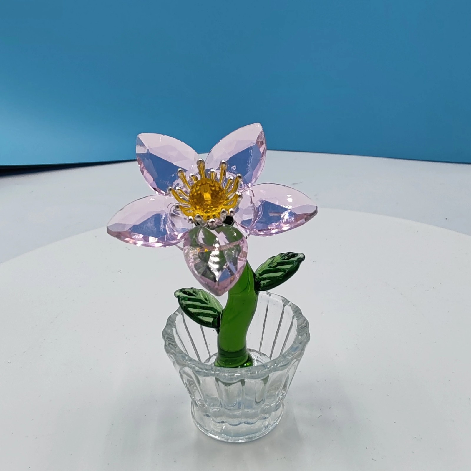 Crystal Flower Ornament Glass Sunflower Orchid Desktop Office Décor