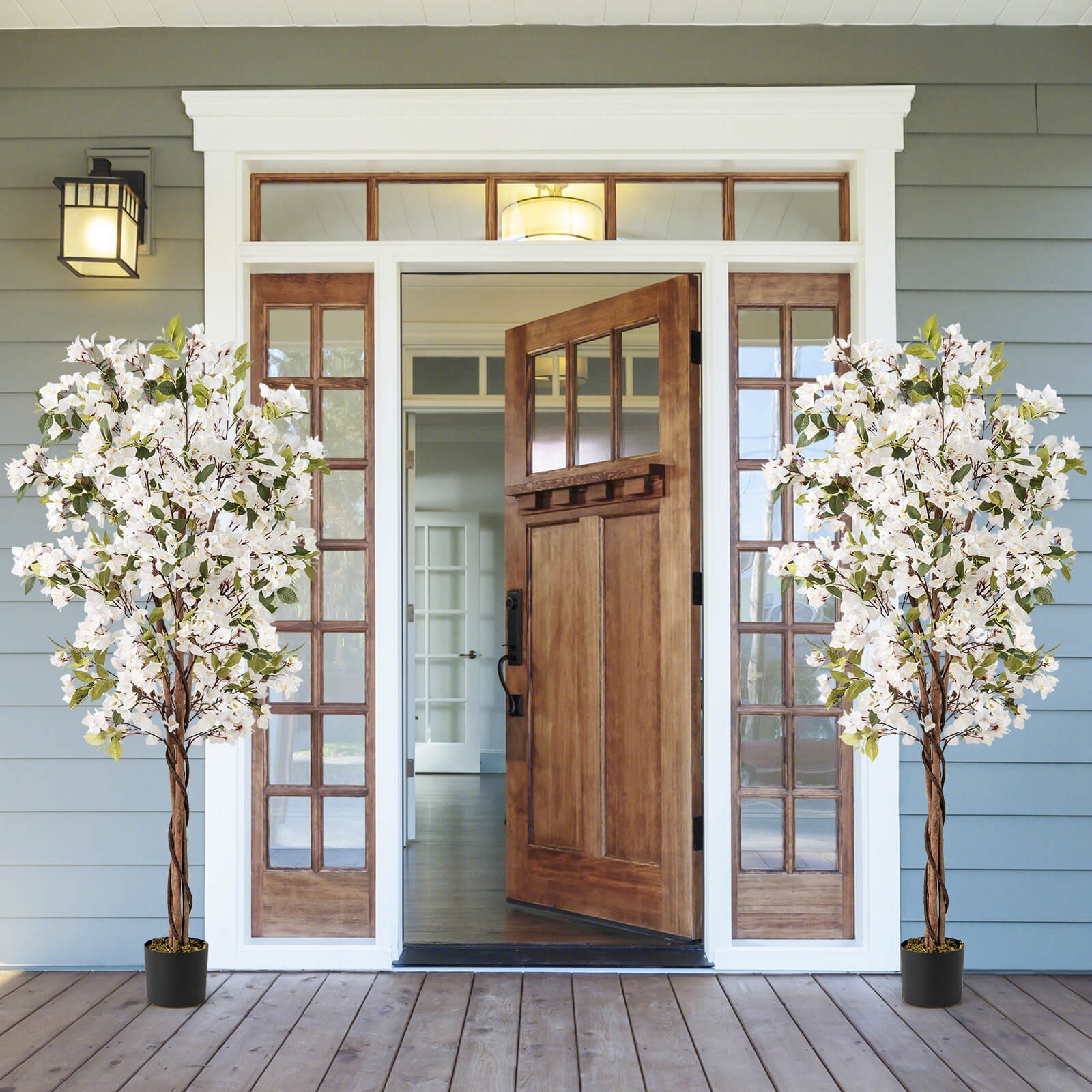 6 FT Artificial Bougainvillea Tree w/910 Flowers, 105 Leaves, Real Wood Trunk