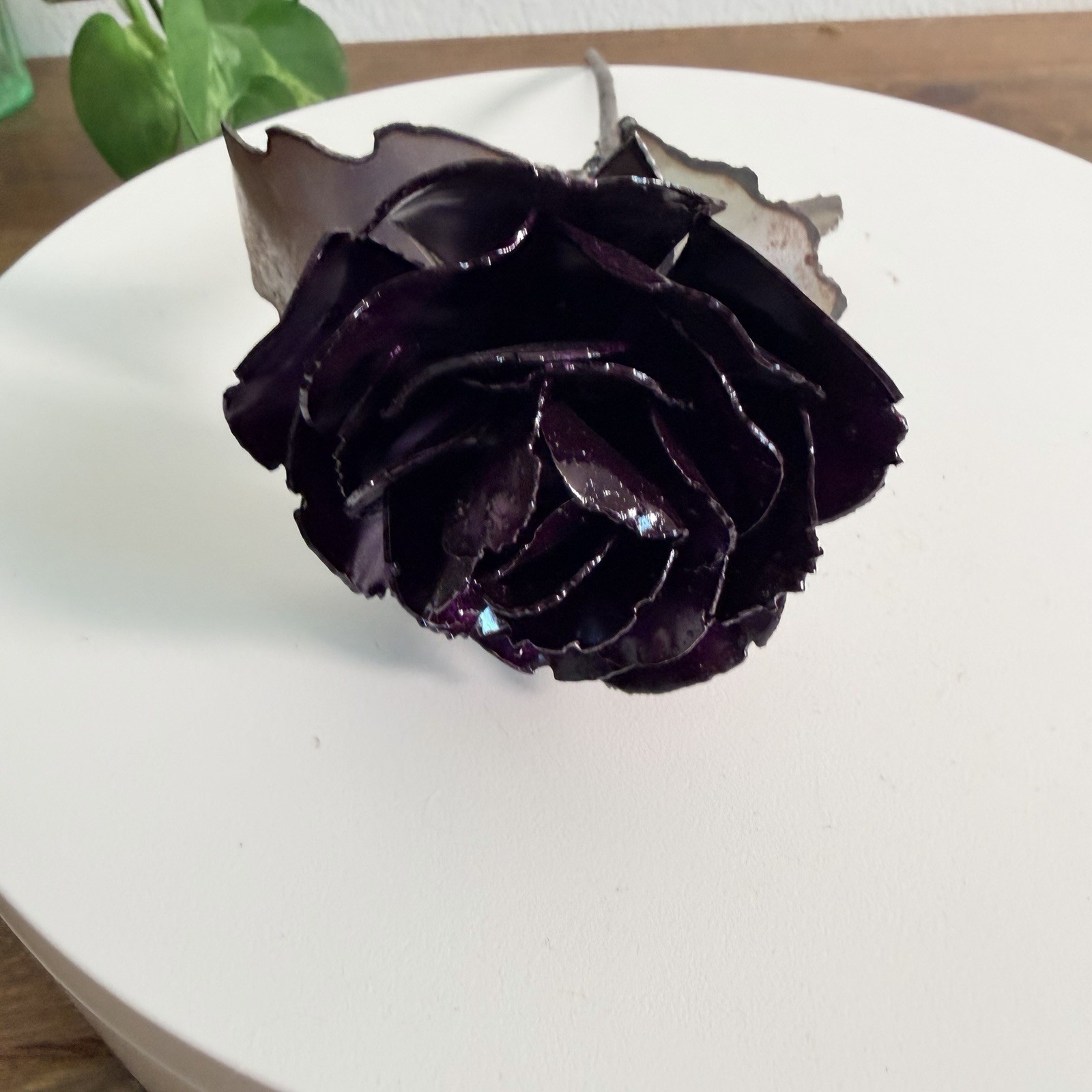 Hand Crafted Welded, Metal Forever Purple Rose