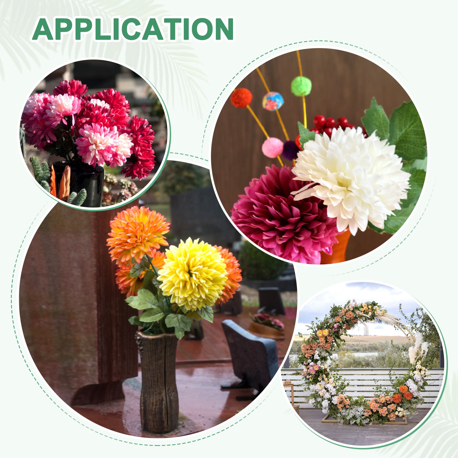 12-Pack Artificial Chrysanthemum Ball Flowers 20″ for Home Decor [Dark Brown]