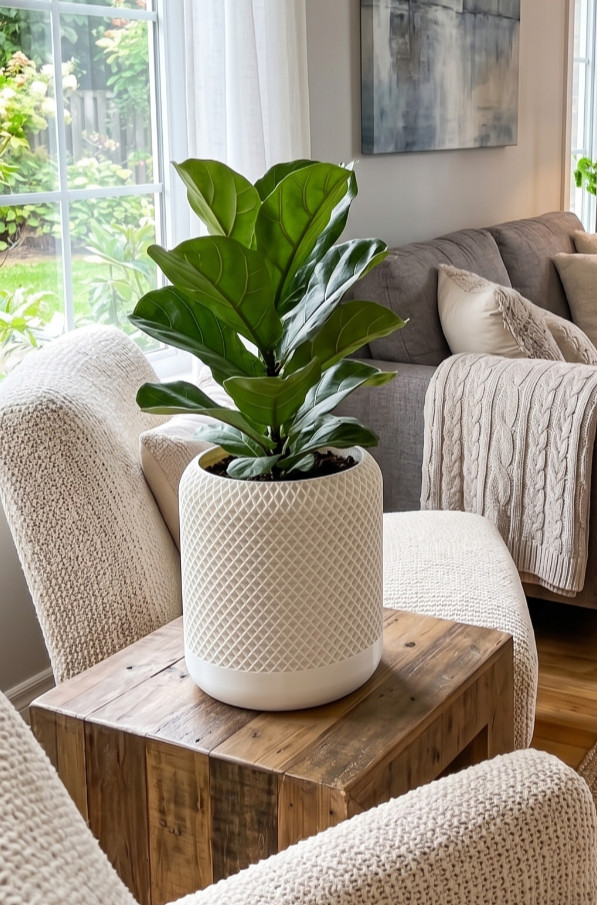 Premium 3D Printed Apple HomePod Style Planter | Modern Geometric Diamond Patter
