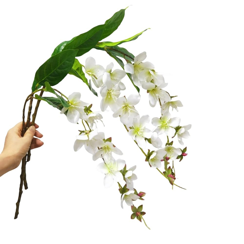 3Pieces Fake Hanging Plants Artificial Jasmine Flower,31″ Hanging Flowers Sil…