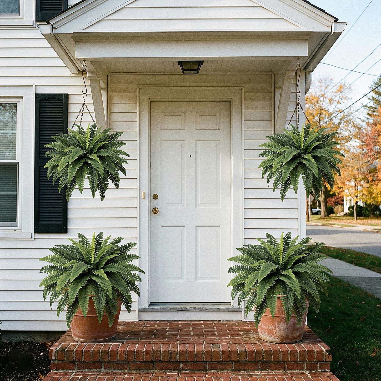 Fake Ferns Set of 2 Faux Boston Ferns Large Artificial Plants, 40 Leaves per…
