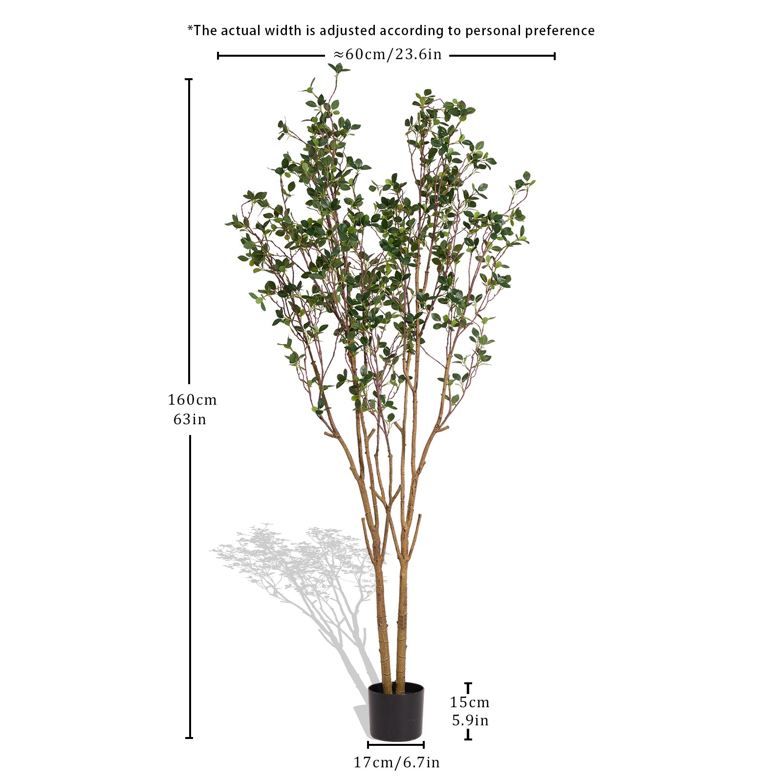 5.2ft Tall Enkianthus Artificial Tree Plant Double-Pole Natural Look Leaves Pot