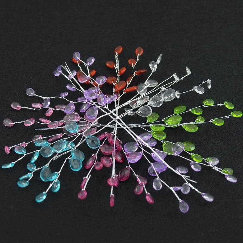 30pack Acrylic Bead Drop and Soft Stems Floral Picks,6.75″ Artificial Bouquet…