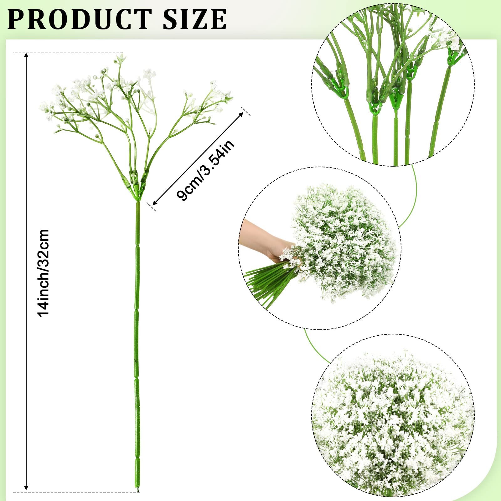 100 PCS Artificial Flowers Plastic Baby Breath Faux Gypsophila Bouquet