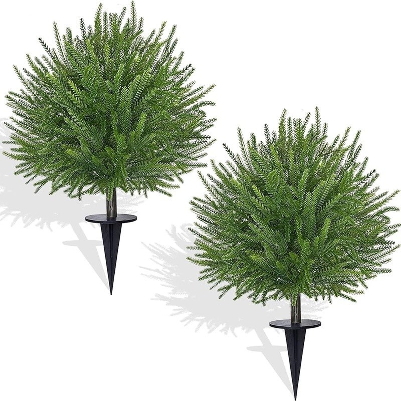 2 Pack Artificial Norfolk Pine Bushes UV Resistant Indoor Outdoor Decor New