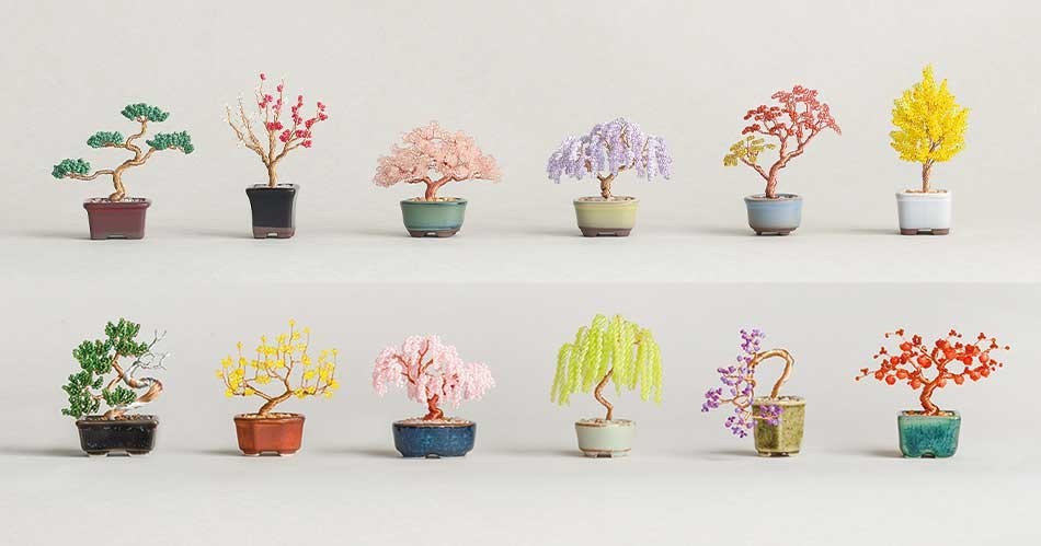 Zen Bonsai PLUM Wire Art Kit Japanese DIY Beaded Tree Home Decor Gift NEW JAPAN